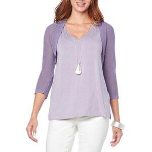 Wynne Layers Yellow Green Crochet Knit Light Weight Open Front Crop Shawl XL